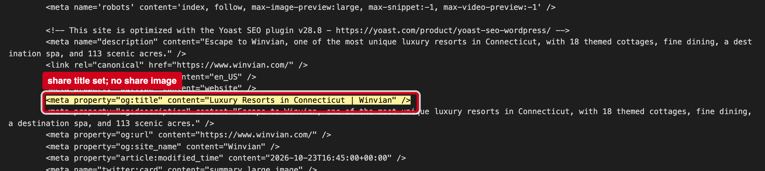 Screenshot: Shared links have no image of Winvian chosen